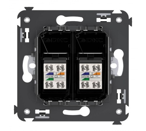 Розетка телефонная в стену двойная, "Avanti", "Черный квадрат"  4402314  DKC