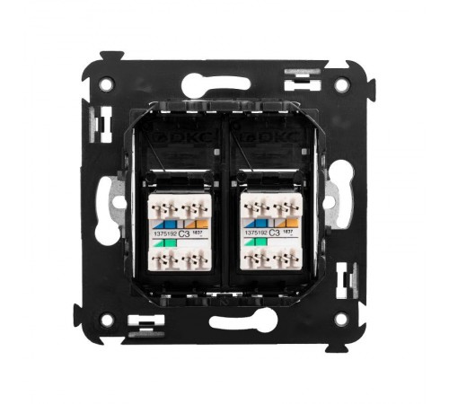 Розетка телефонная в стену двойная, "Avanti", "Черный квадрат"  4402314  DKC