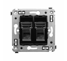 Розетка телефонная в стену двойная, "Avanti", "Черный квадрат"  4402314  DKC