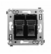 Розетка телефонная в стену двойная, "Avanti", "Черный квадрат"  4402314  DKC