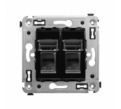 Розетка телефонная в стену двойная, "Avanti", "Черный квадрат"  4402314  DKC