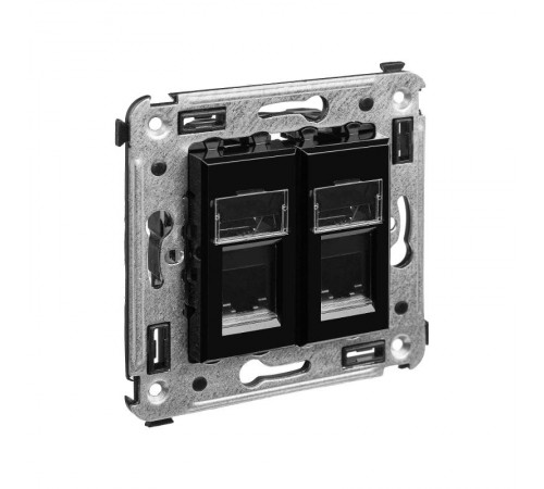 Розетка телефонная в стену двойная, "Avanti", "Черный квадрат"  4402314  DKC