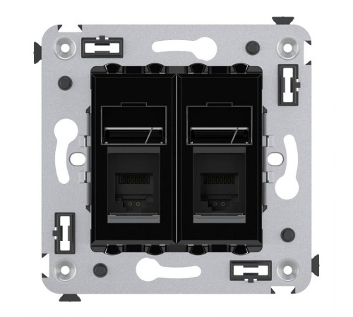 Розетка телефонная в стену двойная, "Avanti", "Черный квадрат"  4402314  DKC