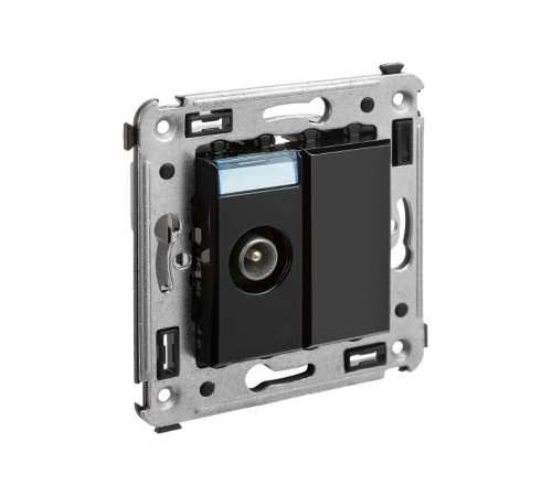 Розетка TV в стену, проходная, "Avanti", "Черный квадрат"  4402513  DKC