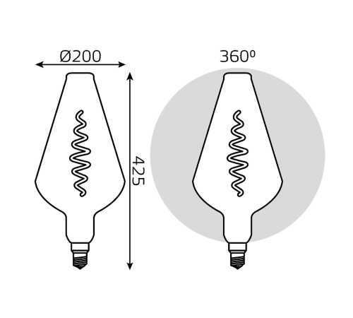 Лампа светодиодная LED Filament Vase E27 8.5W Gray 165lm 1800K 1/2  180802005  Gauss