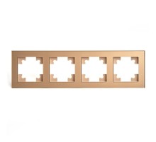 Рамка 4-местная, стекло, серия Катрин, GFR00-7004-08, золото  49038  STEKKER