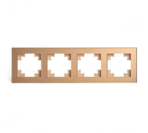 Рамка 4-местная, стекло, серия Катрин, GFR00-7004-08, золото  49038  STEKKER