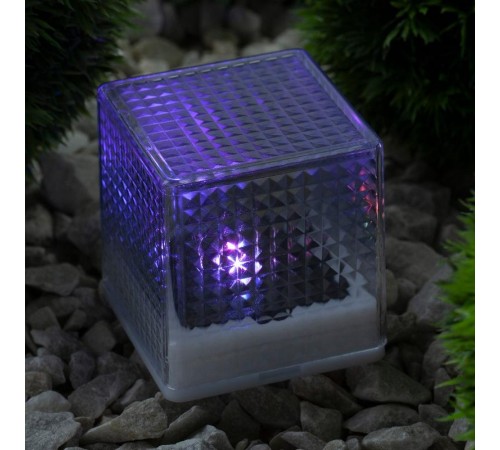 Cветильник садовый декоративный SL-PL20-СUB на солнечной батарее, пластик, прозрачный, черный, 20 см  Б0016247  ЭРА