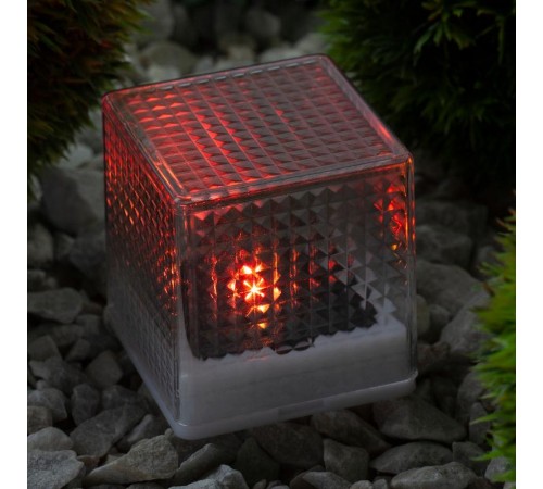 Cветильник садовый декоративный SL-PL20-СUB на солнечной батарее, пластик, прозрачный, черный, 20 см  Б0016247  ЭРА