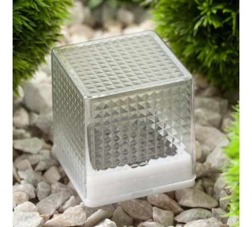 Cветильник садовый декоративный SL-PL20-СUB на солнечной батарее, пластик, прозрачный, черный, 20 см  Б0016247  ЭРА