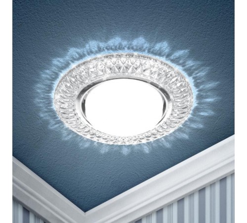 Светильник точечный встраиваемый под лампу DK LD23 15Вт GX53 прозрачный с подсветкой  Б0029627  ЭРА