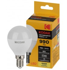 Лампа светодиодная P45-11W-830-E14 11Вт шар теплый белый свет  Б0057617  Kodak