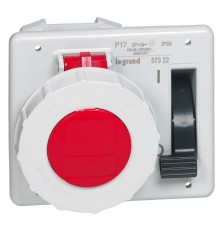 Встраиваемая розетка с блокировкой-выключателем и уменьшенным фланцем - P17 Tempra Pro - IP 55 - 380/415 В~ - 16 A - 3К+Н+З  057322  Legrand