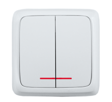 Выключатель открытой установки, двухклавишный, с индикацией, цвет белый  ВА10-152  HEGEL