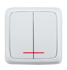 Выключатель открытой установки, двухклавишный, с индикацией, цвет белый  ВА10-152  HEGEL