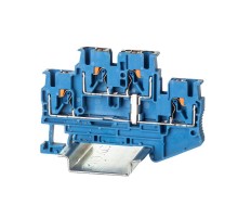 Клемма двухуровневая, зажим push-in, 4 точки подключения с перемычкой между уровнями, 2.5 кв.мм, синяя  VPRTT-2.5-PV-BU  DKC