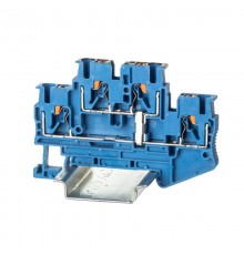 Клемма двухуровневая, зажим push-in, 4 точки подключения с перемычкой между уровнями, 2.5 кв.мм, синяя  VPRTT-2.5-PV-BU  DKC