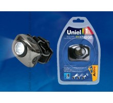 Фонарь налобный "Bright eyes comfort" S-HL011-C Gun Metal  алюм.корпус, 1 LED, упаковка кламшелл, 3хААА н/к  03212  Uniel