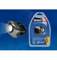 Фонарь налобный "Bright eyes comfort" S-HL011-C Gun Metal  алюм.корпус, 1 LED, упаковка кламшелл, 3хААА н/к  03212  Uniel