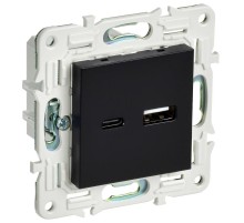 SKANDY Розетка USB A+C 18Вт SK-R13Bl черный  SK-U22-018-K02  IEK