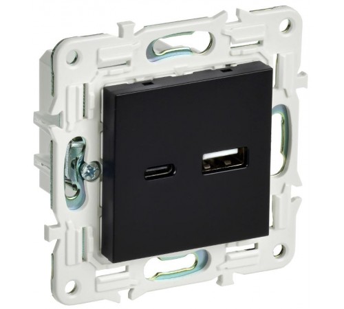 SKANDY Розетка USB A+C 18Вт SK-R13Bl черный  SK-U22-018-K02  IEK