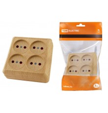 Розетка четырехместная 2П открытой установки IP20 10A с защитными шторками сосна "Ладога"  SQ1801-0421  TDM