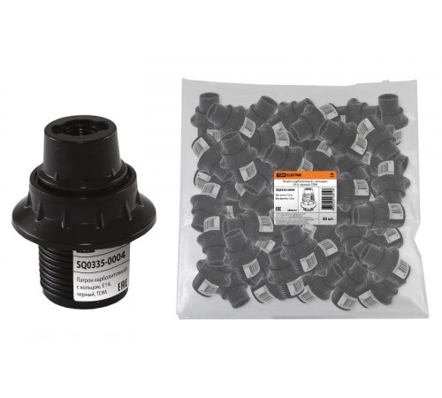 Патрон с кольцом карболитовый Е14 черный  SQ0335-0004  TDM