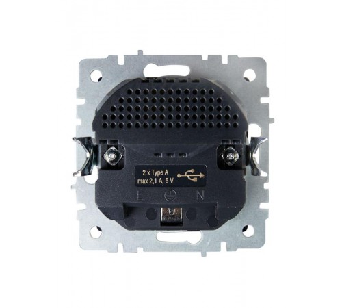 BRITE Розетка с заземлением со шторками 16А с USB A+A 2,1А РЮш10-1-БрМ маренго  BR-R14-16-U21-D21-K35  IEK