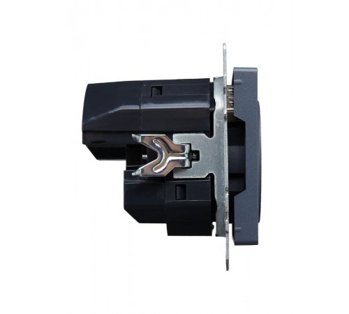 BRITE Розетка с заземлением со шторками 16А с USB A+A 2,1А РЮш10-1-БрМ маренго  BR-R14-16-U21-D21-K35  IEK