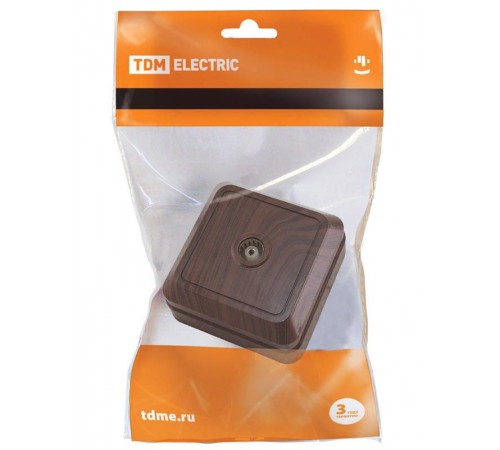 Розетка TВ простая (0-2400 Гц,  "мама") открытой установки, IP20 бук "Ладога"   SQ1801-0042  TDM