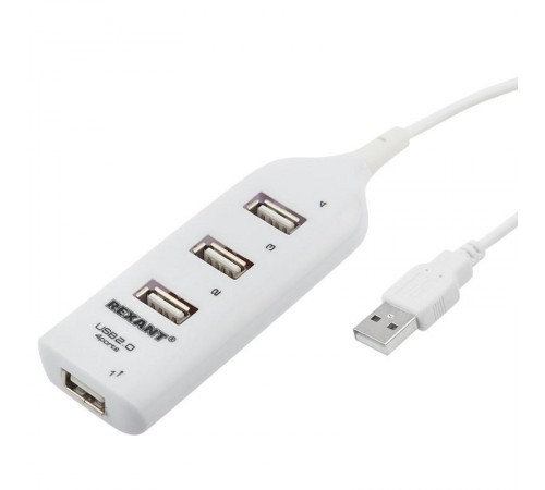 Разветвитель USB 2.0 на 4 порта белый  18-4105-1  REXANT