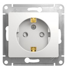 Glossa Белый Розетка с заземлением со шторками  GSL000145  SE