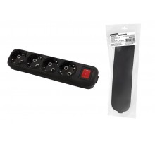 Колодка розеточная 4 гнезда 2П+3 c выключателем 16А 250В черная серии "Народная"  SQ1806-0430  TDM