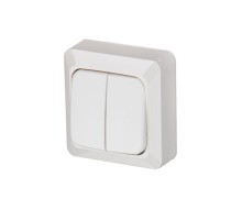 Выключатель 2-клавишный, 1-полюсный, 16А/230В (схема 5), серия Jussi, белый, поверхностный монтаж  1065A4  2TKA000163G1  ABB