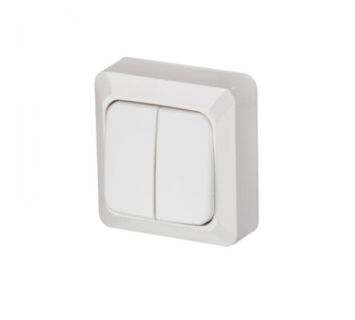 Выключатель 2-клавишный, 1-полюсный, 16А/230В (схема 5), серия Jussi, белый, поверхностный монтаж  1065A4  2TKA000163G1  ABB