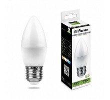 Лампа светодиодная LB-97 (7W) 230V E27 4000K свеча  25759  FERON