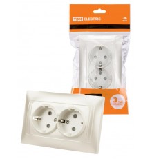 Розетка двойная 2П+З 16А 250В с защ. шт. перламутр "Лама"  SQ1815-0813  TDM