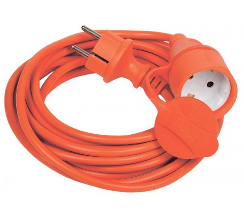 Шнур УШ-01РВ оранж. с вилкой и розеткой 2Р+РЕ/5 метров 3х1,0 мм2 IP44  WUP10-05-K09-44  IEK