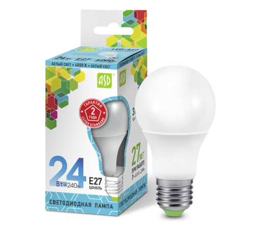 Лампа светодиодная LED-A65-standard 24Вт 230В Е27 4000К 2160Лм  4690612014272  ASD
