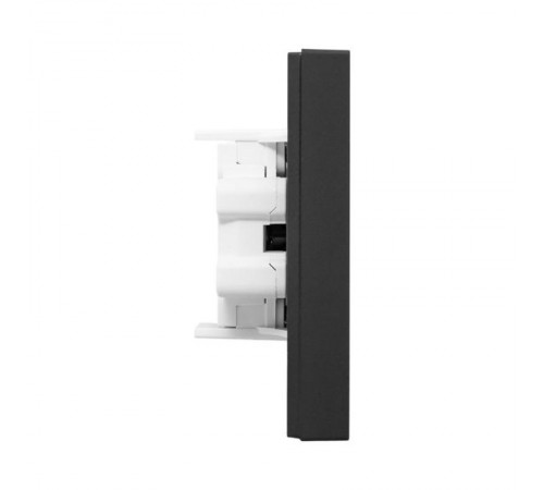 Механизм розетки двойной, 16А, без заземления, со шторками, с рамкой, чёрный Эпика EKF  UP1-SOB-201  EKF