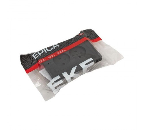 Механизм розетки двойной, 16А, без заземления, со шторками, с рамкой, чёрный Эпика EKF  UP1-SOB-201  EKF