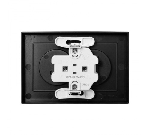 Механизм розетки двойной, 16А, без заземления, со шторками, с рамкой, чёрный Эпика EKF  UP1-SOB-201  EKF