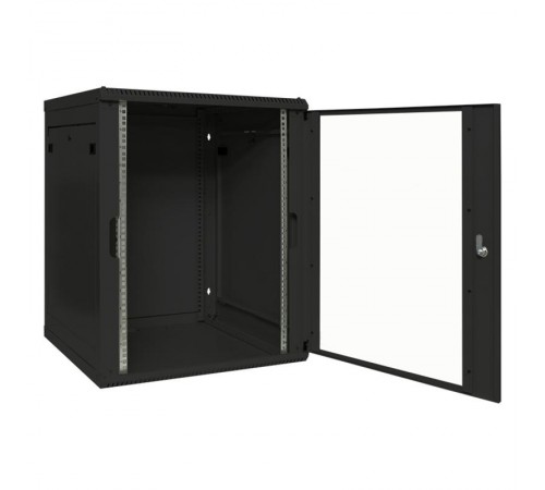 Шкаф настенный 19" TERACOM PRO 15U 600х600 мм дверь стеклянная с замком-ручкой чёрныйTRP-WLL-1566-40BEKF