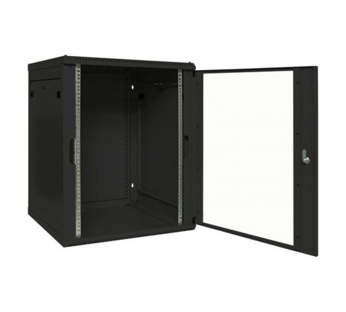 Шкаф настенный 19" TERACOM PRO 15U 600х600 мм дверь стеклянная с замком-ручкой чёрныйTRP-WLL-1566-40BEKF