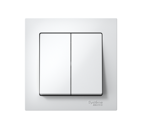 AtlasDesign Белый Выключатель 2-клавишный, сх.5, 10АХ, (в сборе с рамкой), быстрозажимные клеммы  ATN000152S  SE