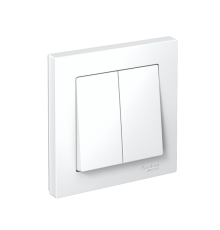 AtlasDesign Белый Выключатель 2-клавишный сх.5, 10АХ, (в сборе с рамкой)  ATN000152  SE