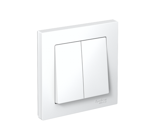 AtlasDesign Белый Выключатель 2-клавишный, сх.5, 10АХ, (в сборе с рамкой), быстрозажимные клеммы  ATN000152S  SE
