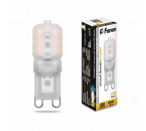 Лампа светодиодная LB-430 (5W) 230V G9 2700K 16x47mm  25636  FERON