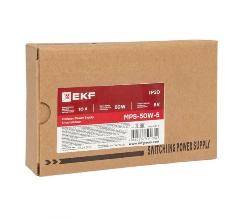 Блок питания намонтажную панель 50Вт,Uвх ~ 220 В AC m, Uвых - 5 В DC постоянного тока MPS-50W-5  EKF