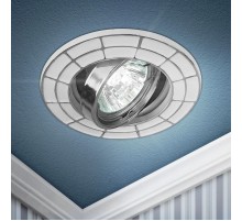 Светильник точечный встраиваемый ST7A CH/WH штампованный поворотный MR16,12V/220V, 50W белый/хром  Б0036491  ЭРА